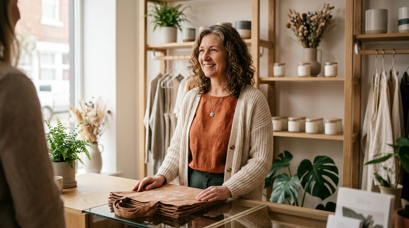 Bloom Boutique owner in the shop